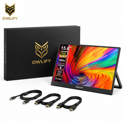 Owlify VisionNest 15.6” Touchscreen Display | Portable FHD Monitor for Creators, Streamers & Gamers