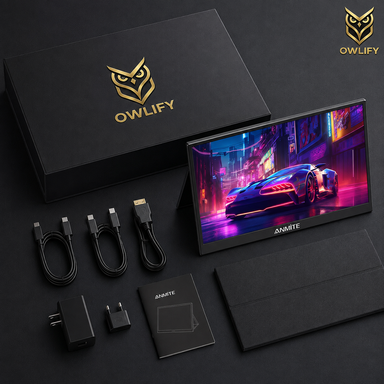 Owlify VisionNest 15.6” Touchscreen Display | Portable FHD Monitor for Creators, Streamers & Gamers