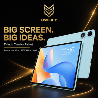 Owlify CreatorPad 11' | 90Hz Android 16 Tablet with 16GB RAM, 128GB Storage, Dual SIM 4G & 8000mAh Battery