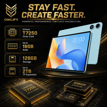 Owlify CreatorPad 11' | 90Hz Android 16 Tablet with 16GB RAM, 128GB Storage, Dual SIM 4G & 8000mAh Battery