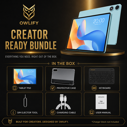 Owlify CreatorPad 11' | 90Hz Android 16 Tablet with 16GB RAM, 128GB Storage, Dual SIM 4G & 8000mAh Battery