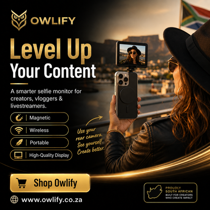 Owlify RearView™ Magnetic Creator Monitor – Wireless Selfie Screen for Rear-Camera Vlogging, TikTok, Reels & Livestreaming