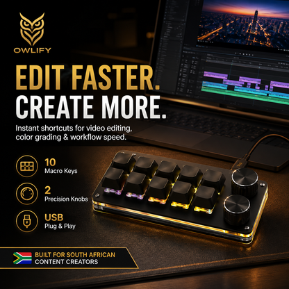 Owlify CreatorDeck X10 – Programmable Mechanical Macro Pad with Dual Control Knobs