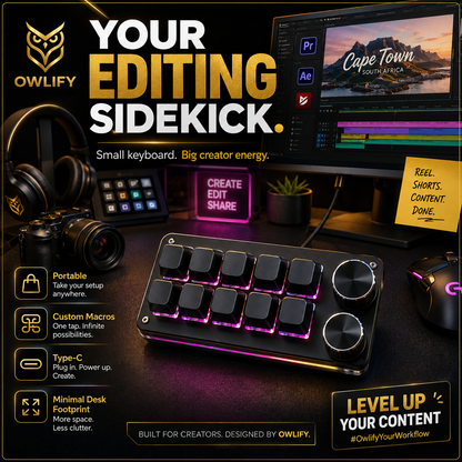 Owlify CreatorDeck X10 – Programmable Mechanical Macro Pad with Dual Control Knobs