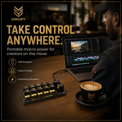 Owlify CreatorDeck X10 – Programmable Mechanical Macro Pad with Dual Control Knobs