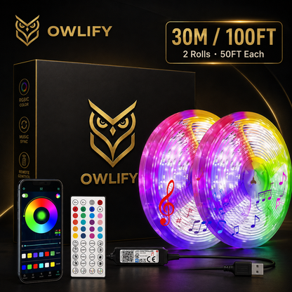 Owlify Smart RGB LED Strip Lights with App & Remote Control | Music Sync | 16M+ Colours