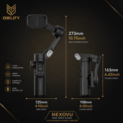3-Axis Handheld Gimbal Stabilizer — Foldable Smartphone Vlog PTZ