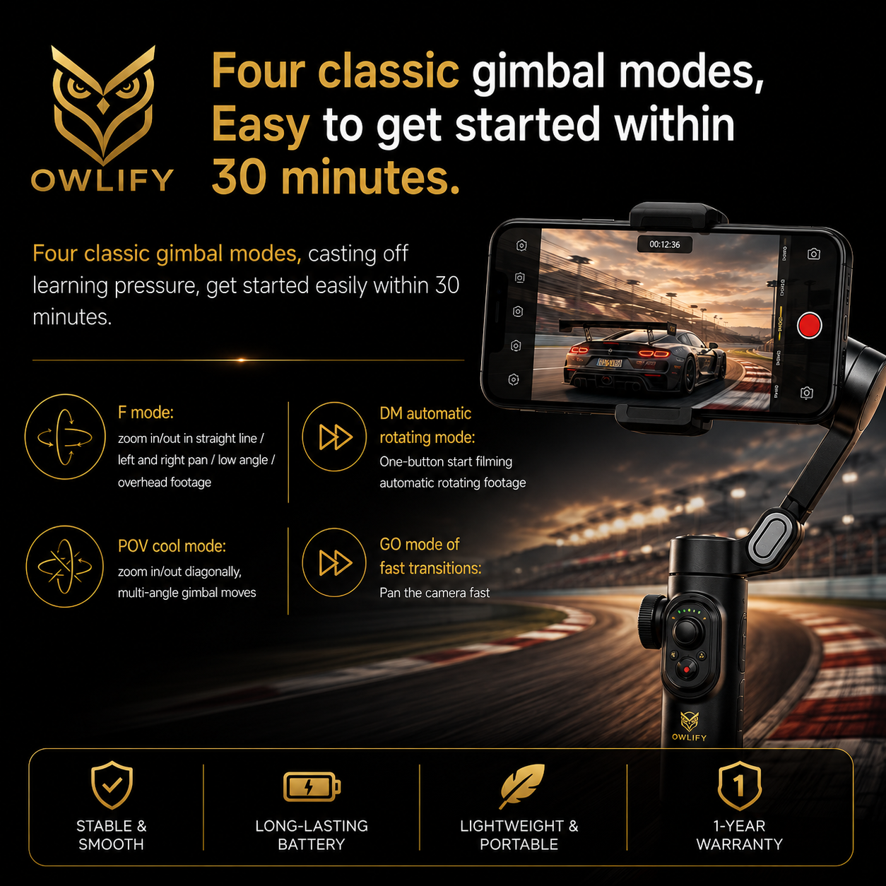 3-Axis Handheld Gimbal Stabilizer — Foldable Smartphone Vlog PTZ